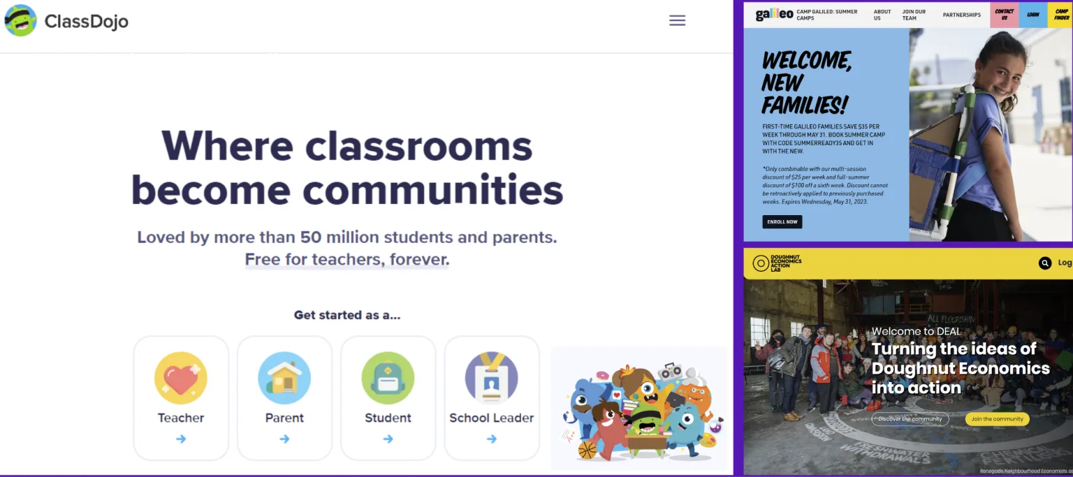 ClassDojo and other education sites used as references